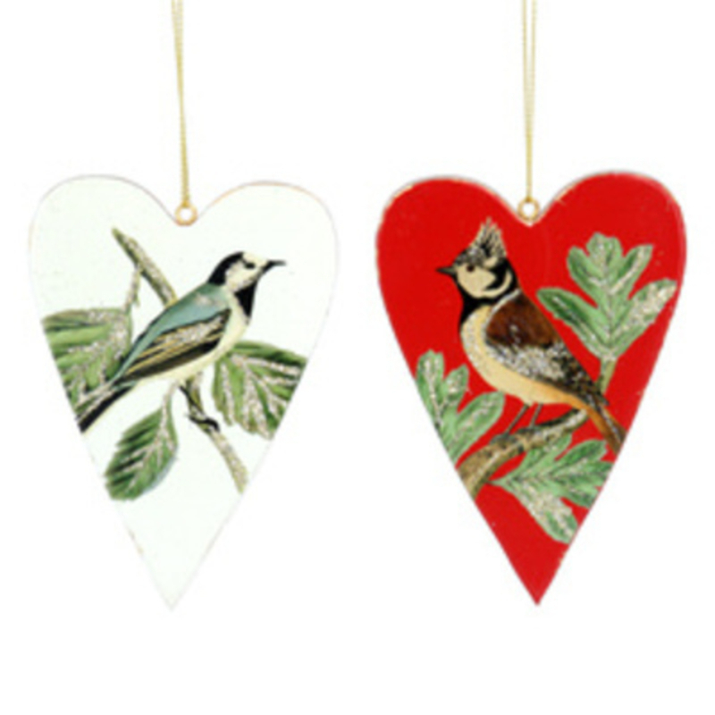Botanica Wood Heart Dec Choice of Blue or Brown Bird Gisela Graham
